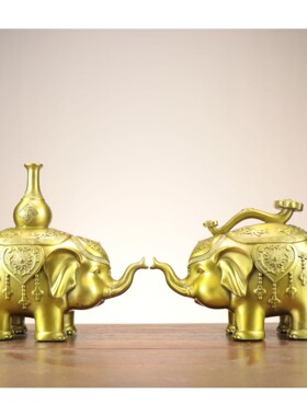 铜大象 一对家居办公室 象摆件 平安如意象