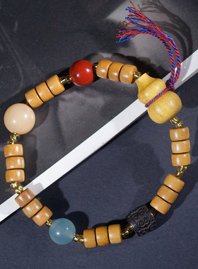 枣木药片珠单圈DIY手链手串佛珠配饰葫芦文玩念珠隔珠木串手饰