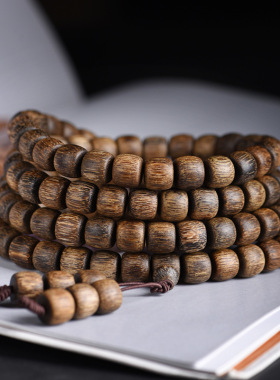 越南富森棋楠沉香108颗佛珠老料沉香念珠文玩男女款木质香味手串