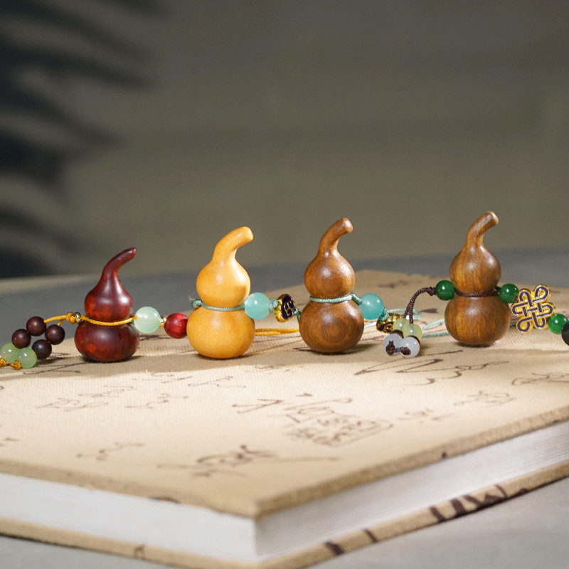 檀木4.0原木小葫芦挂件挂饰吊坠车钥匙挂平安福禄文玩小件木作