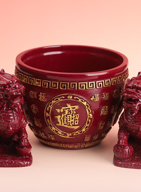 工厂直销朱砂公母一对麒麟聚宝盆摆件工艺品摆件开业家居招财装饰