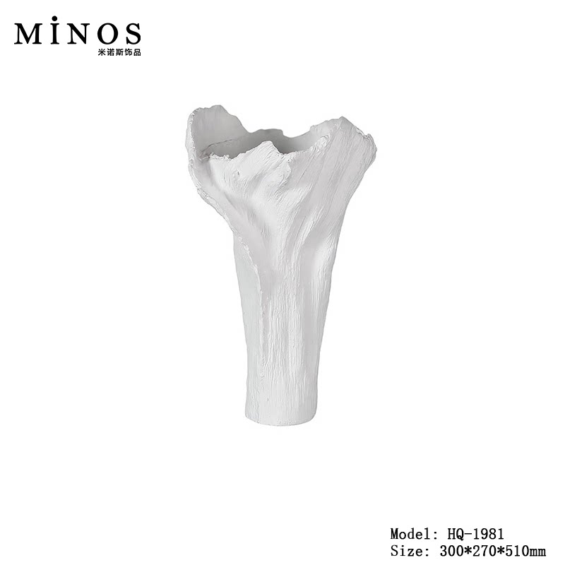 现代极简样板房装饰品高温白色陶瓷花瓶创意绽放花瓣仿真花插花器