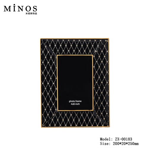 轻奢酒店金属玻璃彩绘相框摆台