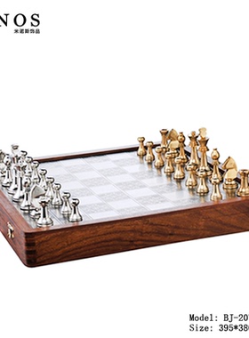 现代简约家居样板房高档国际象棋黑白大理石井字五子棋盘桌面摆件