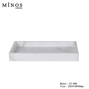 现代轻奢进口树脂托盘天然大理石茶盘北欧极简客厅茶几收纳盘摆件