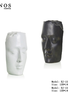 轻奢极简样板房间客厅玄关人脸面具雕塑摆件北欧后现代人像装饰品