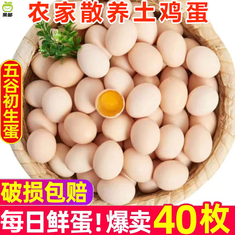 正宗土鸡蛋农家散养新鲜纯农村自养天然40枚草鸡蛋笨鸡蛋乌绿壳蛋