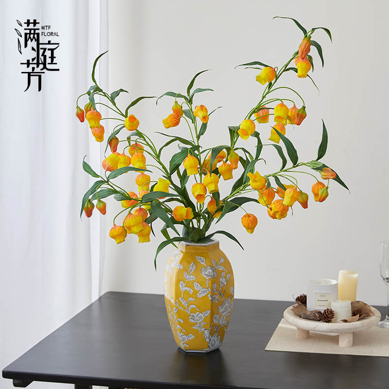 日本宫灯百合仿真花客厅高档装饰