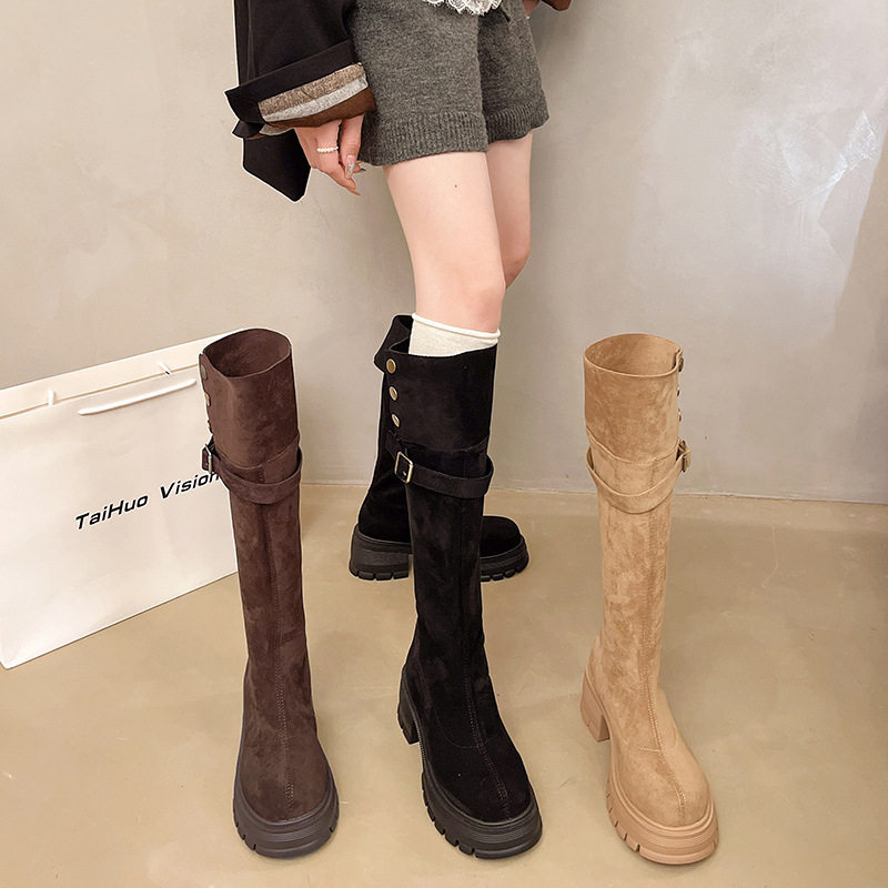 复古两穿西部靴女2025年秋冬款绒高筒靴厚底过膝长靴女时尚骑士靴,女鞋,骑士靴,淘宝优惠券,粉丝福利购,淘宝优惠卷