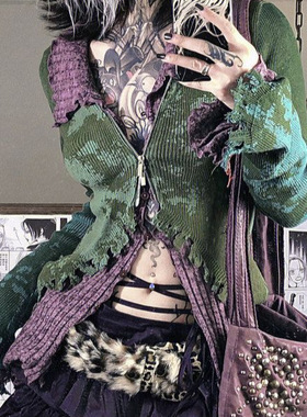 高领毛衣修身型长袖喇叭袖街头时尚半高领潮流休闲百搭紫色叠穿