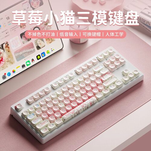 前行者草莓小猫无线机械键盘蓝牙