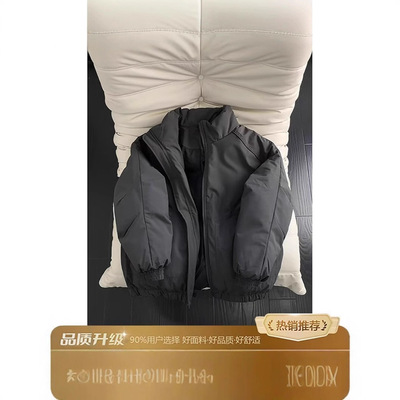 黑色三防短款加厚棉服男冬季美式bomber飞行夹克棉衣解构立领外套