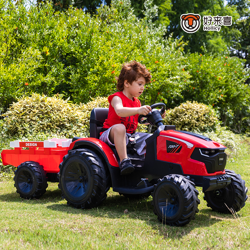 儿童电动拖拉机玩具车可坐人遥控四轮童车大号农机车带拖斗