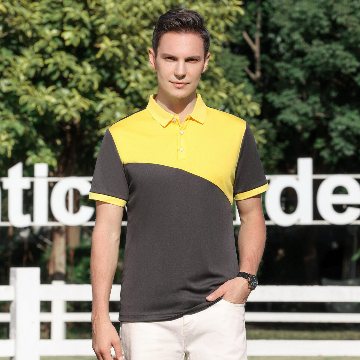 夏季拼色polo衫男士速干翻领短袖t恤定制工作服工装广告衫印logo