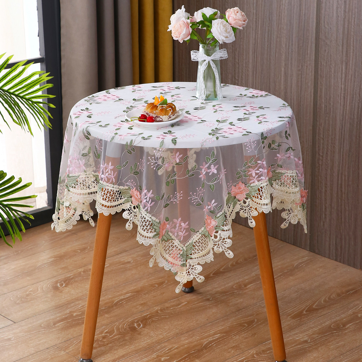 万能盖巾蕾丝多用冰箱电视打印机床头柜防尘盖布餐桌布茶几小圆桌