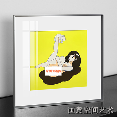 天野健维纳斯与猫潮流艺术版画女孩卧室床头挂画小众艺术装饰画
