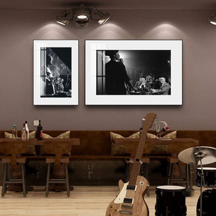 黑白复古音乐海报装饰画爵士大师JAZZ系列壁画鲁斯黑白人物挂画