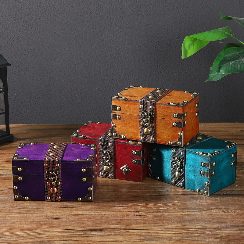 复古做旧木质桌面收纳盒