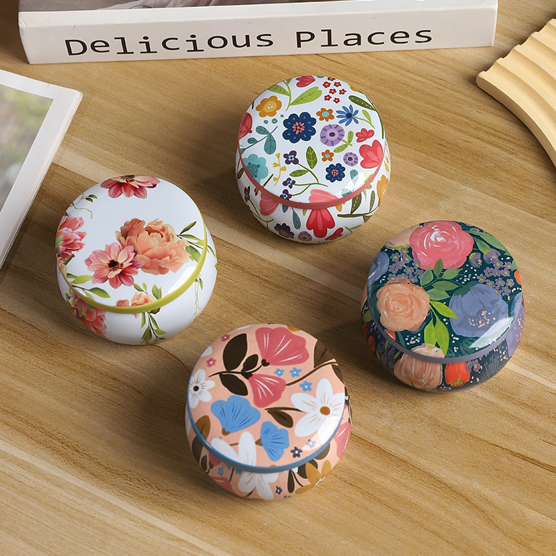 田园风圆形糖果盒随身便携马口铁盒结婚喜糖盒包装盒空盒子花茶罐