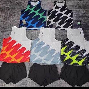 比赛裤套装服速干背心训练体育田径运动生马拉松田径男女跑步三分