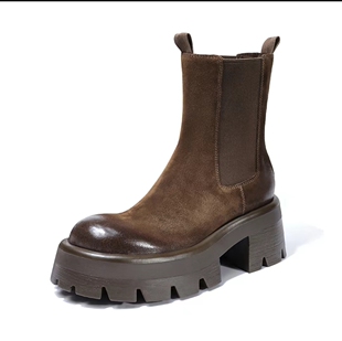 里斯杰卡，秋款保暖网红洋气休闲百搭反绒切尔西靴