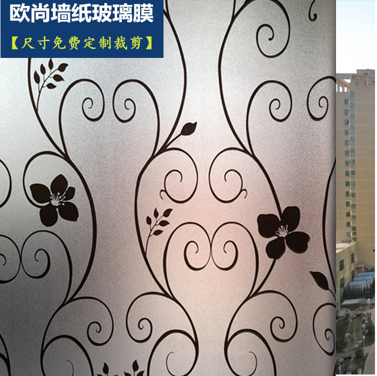 静电黑色铁艺 无胶磨砂玻璃贴膜窗膜贴纸透光不透明简约风格