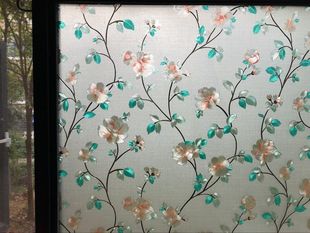 彩绘茉莉花 饰窗贴 静电无胶玻璃贴膜 透光不透明保护隐私家用装