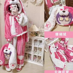 王者安琪拉新款爆品睡袍可爱萝莉公主风秋冬季加绒加厚睡衣女套装