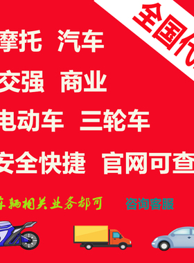 摩托车电动电摩汽车交强险商业新车上牌二轮三轮盗抢异地年检年审