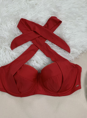 YB0023A 钢圈半杯性感比基尼 1/2绕脖薄棉杯单件泳衣70-85ABCDEF