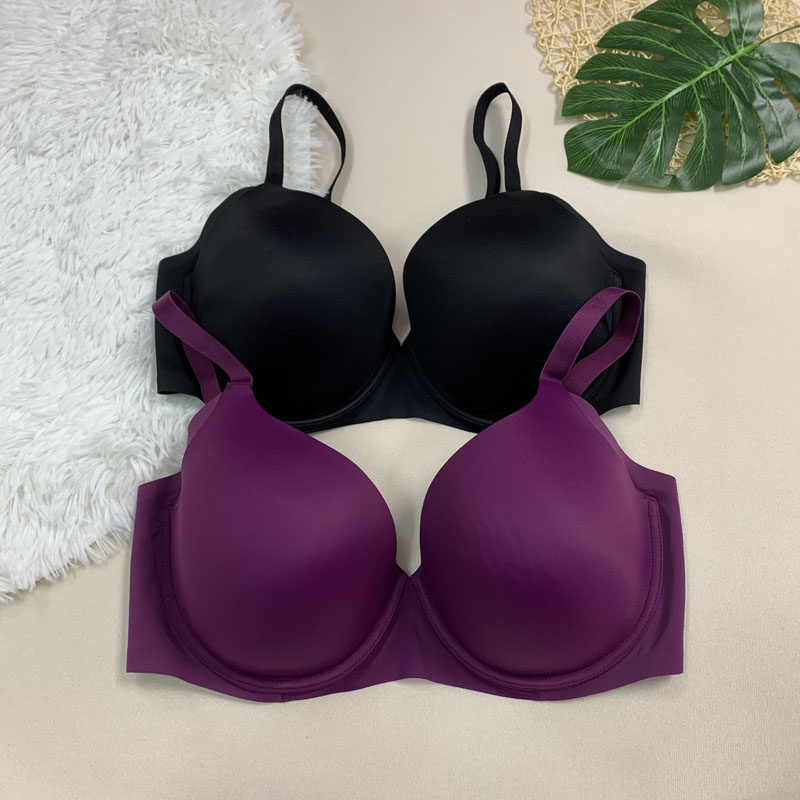 80-90CDEF 光面文胸 B0369  钢圈薄模杯纯色简约大罩杯外贸内衣