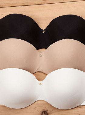 N143无肩带新娘内衣1/2定型纯色光面简约百搭晚礼服文胸ABCD杯