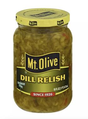 美国直邮Mt. Olive Dill Relish Pickles 美式汉堡莳萝泡酸黄瓜
