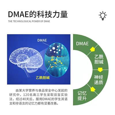 速发美国进口DMAE学生营养记忆力250mg100粒二甲氨基乙醇