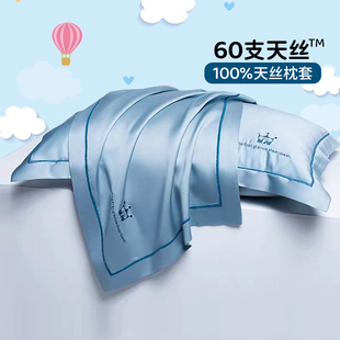 60s天丝枕头套刺绣儿童枕套3050一对乳胶40x60夏纯色磨毛枕套秋冬