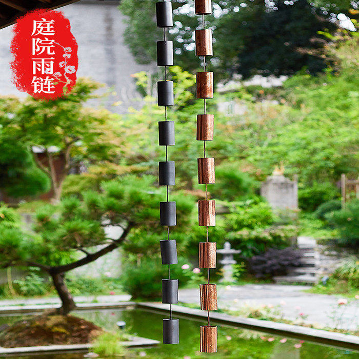 别墅天沟紫铜日式屋檐竹筒雨链