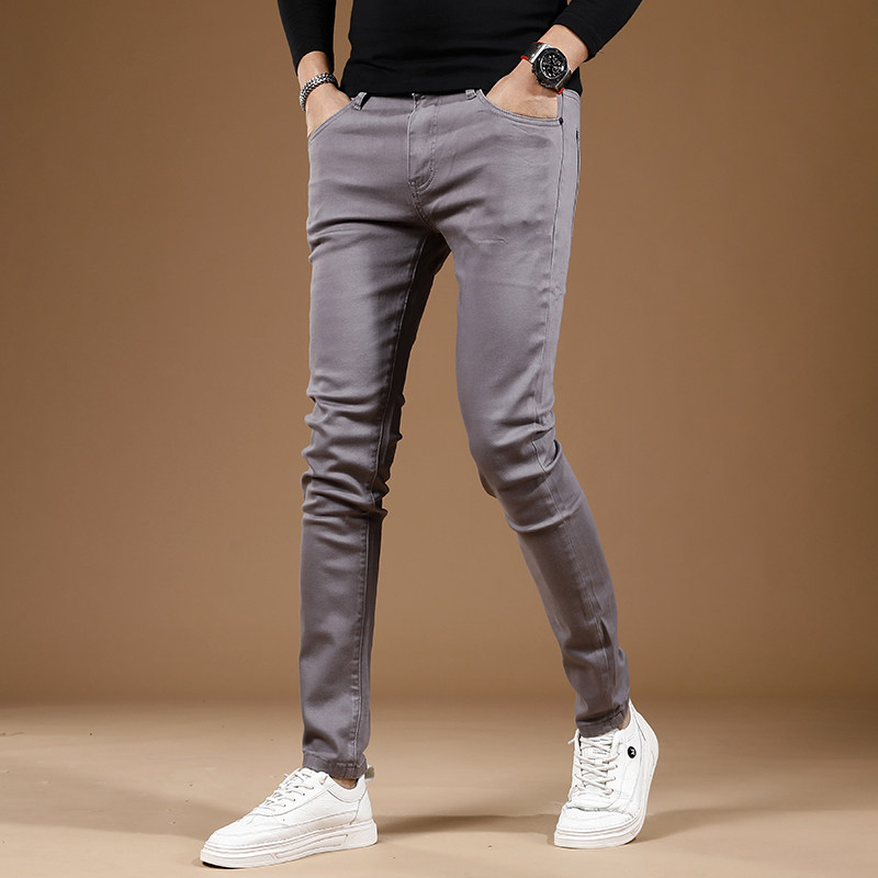高端灰色牛仔裤男款2026新款夏季薄款裤子男休闲裤弹力修身小脚裤