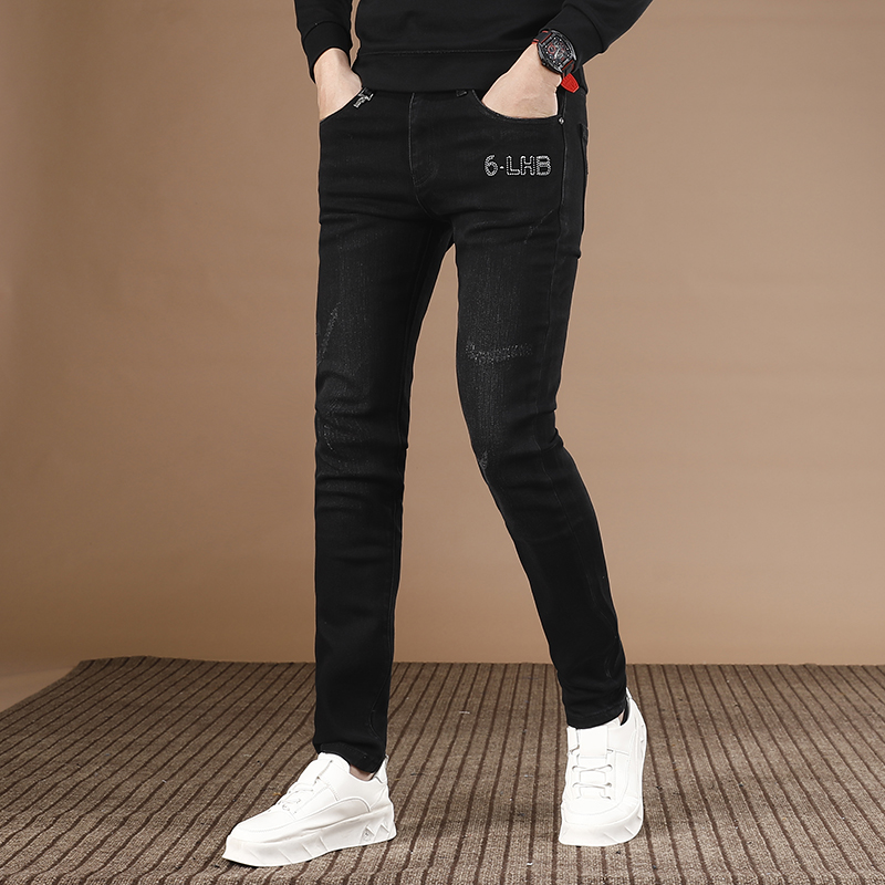 拉链长裤黑色牛仔裤秋季