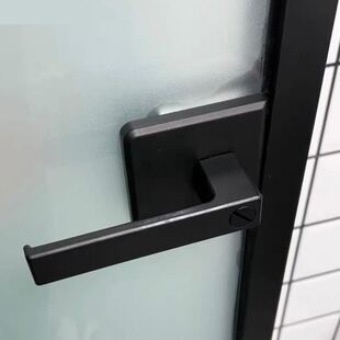 铝合金无钥匙卫生间玻璃门锁有框黑色单舌磁吸锁极窄1618型材.