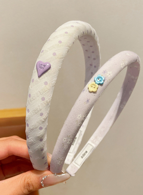 儿童紫色碎花海绵发箍高颅顶韩系头箍女童不勒头刘海碎发发卡头饰
