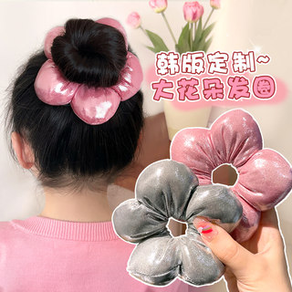儿童丸子头花朵发圈2025新款女童扎马尾立体头花头饰女孩头绳发饰