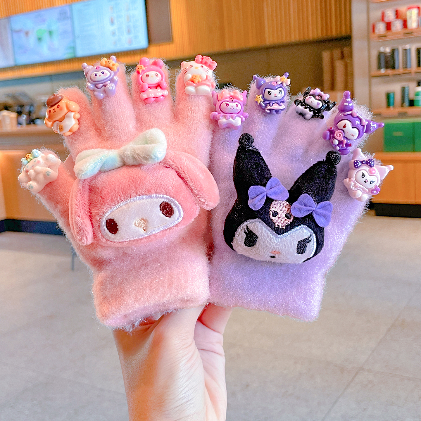 库洛米儿童手套保暖加厚