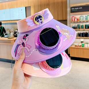 小马宝莉儿童太阳能风扇帽2026新款 男女孩户外遮阳防晒帽防紫外线