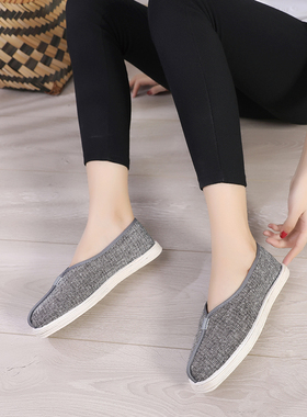 老北京布鞋女传统复古灰色千层底罗汉鞋居士鞋女佛系出家人专用鞋