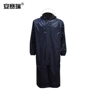 安赛瑞连体雨衣户外防水反光成人雨披骑行风衣式藏青色均码12326
