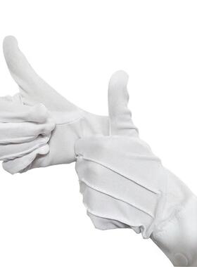 工品星GPX-ST三筋礼仪手套带扣涤纶阅兵接待保安司机劳保手套白色