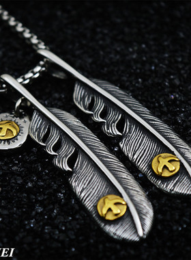 复古飞鹰羽毛钛钢朋克风吊坠项链