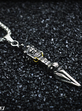 地藏王金刚杵钛钢朋克风吊坠项链