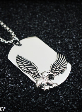 欧美复古飞鹰钛钢朋克风吊坠项链