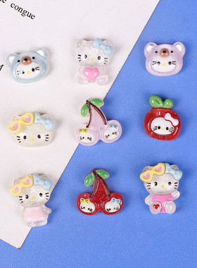 美甲敲可爱苹果脑袋kt猫咪DIY立体卡通樱桃多巴胺树脂指甲装饰品